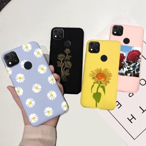 For Xiaomi Redmi 9C NFC Case Fashion Sunflower Painted Cover Soft Silicone Phone Case For Redmi Note9 Redmi9C 9A 9 C Case Bumper
