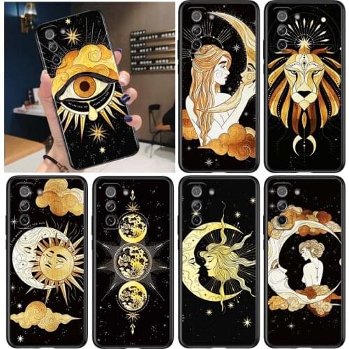 Moon Tarot for Samsung Galaxy S21 Ultra Plus Note 20 10 9 8 S10 S9 S8 S7 S6 Edge Plus Black Phone Case
