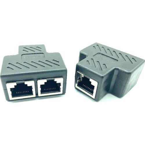 Ethernet Network Cable Adapter RJ45 Female Splitter Double Connector Extender Split Cable 1 To 2 Ports LAN Coupler for PC Router