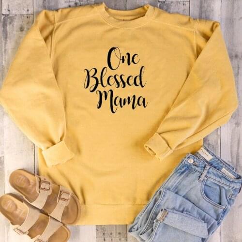 One blessed mom sweatshirt women fashion heart graphic funny slogan mother days gift hipster sweatshirts pollovers cute tops