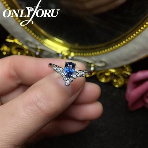 Blue Sapphire Ring 925 Sterling Silver Rings for Women Wedding Rings Eternity Band Silver 925 Fine Jewelry