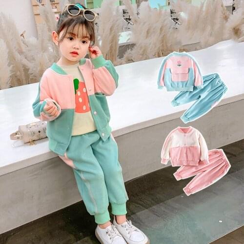 Girls' suit knitted spring and autumn clothes new girl sports and leisure childrens two-piece suit