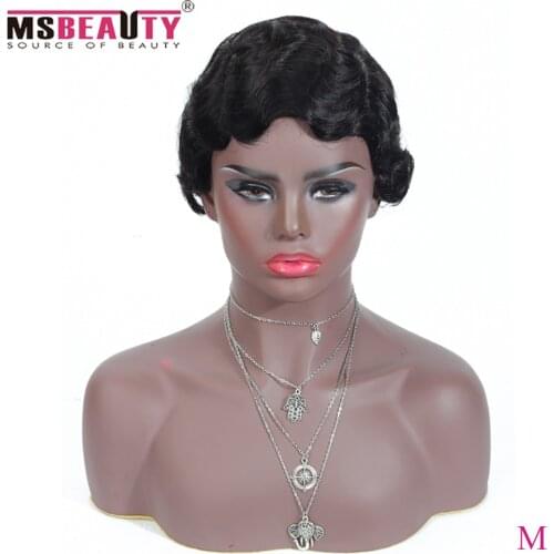 Msbeauty Hair Short Lace Human Hair Wigs For Women Brazilian Finger Wave Wig Remy Human Hair Pixie Cut Lace Wigs For Black Women