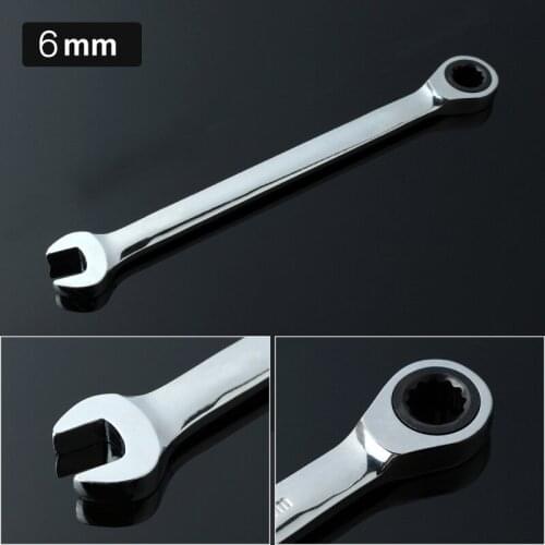 6mm Chrome Vanadium Spanners With Key Ratchet Wrench Set Adjustable Torque Open End Wrench Woodworking Carpenter Power Hand Tool