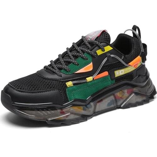 2021 New Men Clunky Shoes Fashion Hot Sale Sneakers Transparent TPR Sole Running Walking Trainers Dorky Dad Shoes