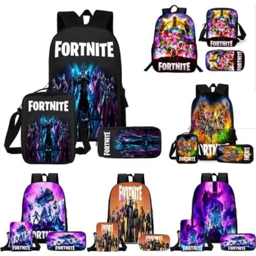 New Backpack Bag 3pcs/set Boys Games Fortnite Go School Bags Girls Student Large Capacity Backpack for Children Mochila Feminina