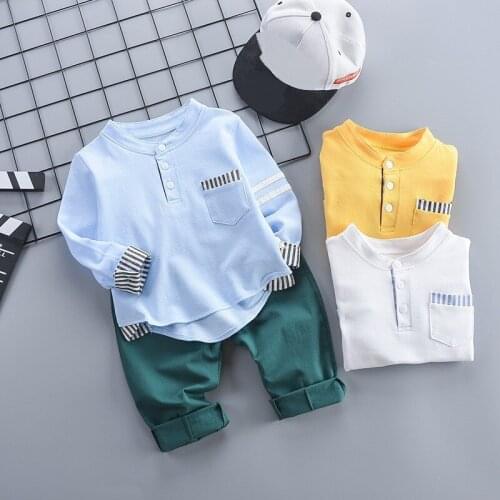 Autumn Baby Boys Cotton Striped Long Sleeve Sweatshirts T-shirt + Casual Trousers Kids Clothing Sets Sportswear 2Pcs Suits