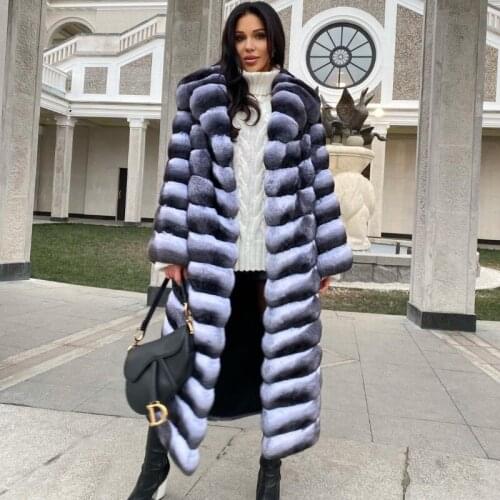 FURSARCAR 2021 High Quality Real Rex Rabbit Fur Coat Female Natural Fur Long Coat Thick Warm Winter Woman Fashion Slim Overcoat