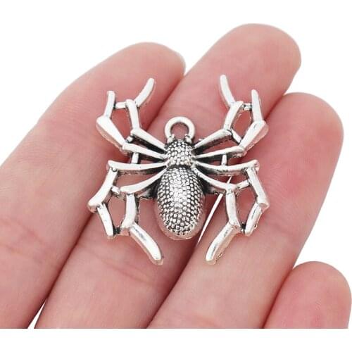 10 x Tibetan Silver Large Spider Charms Pendants for Necklace Jewelry Making Accessories 35x32mm