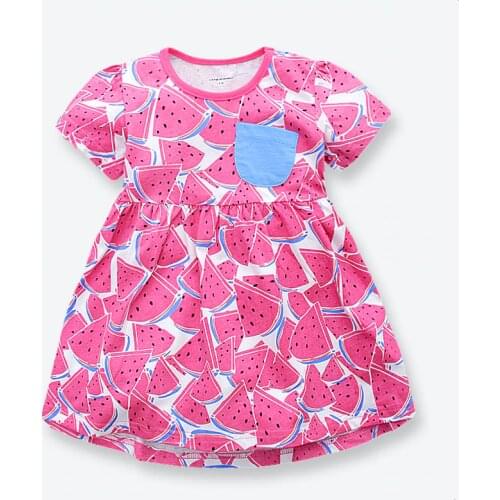 Casual Girls Dress Summer Short-Sleeve Children Dresses Brand Cotton Printed Baby Girl Dress Good Quality Kids Clothes 1-6 Years