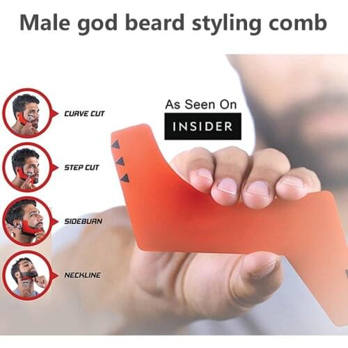 Beard Comb Styling Ruler Professional Men Beard Modeling Template Styling Tools Red White Dropshipping Portable TSLM1