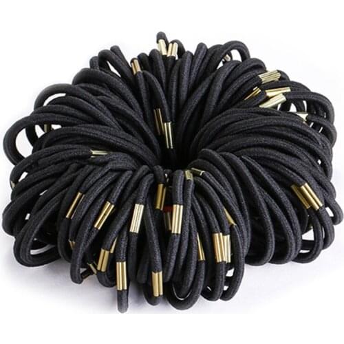 100 Pcs Black Elastic Hairband Girl Women Fashion Hair Accessorie Hair Scrunchie