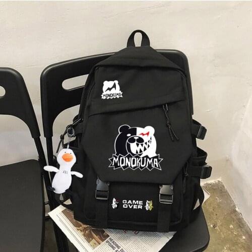 Danganronpa Monokuma Backpack Solid Color Casual Women Men Backpack Teenage Girl Boys School Bag Bagpack Backbag Mochilas Female