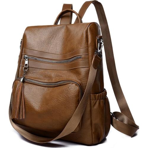 PU Women Backpacks Teenage Girl School Bags Retro Ladies Leather Backpack Women Business Bag Laptop Bag Girls Student Book Bags