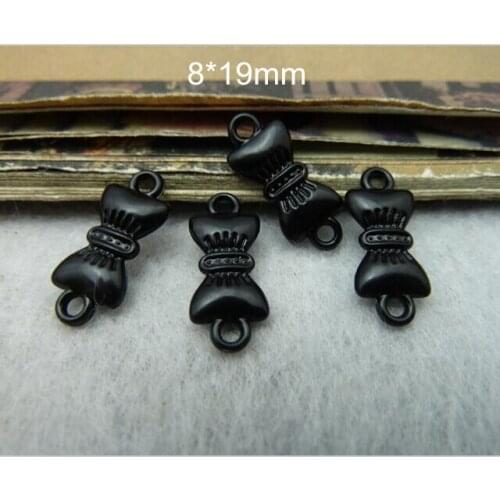 Black Bowknot Connector Jewelry Findings 8*19mm Butterfly Connectors For Bracelet or Necklace, 60 PCS - Free Shipping