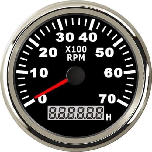 85mm Marine Tachometer Gauge Tach Hour Meter for Car Truck Boat Digital 7000RPM