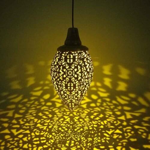 Outdoor Garden Lights Courtyard Decor Yard Home Decoration Accessories Metallic LED Solar Light Hollow Lantern Hanging