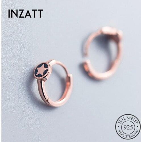 INZATT Real 925 Sterling Silve Minimalist Enamel Star Hoop Earrings For Fashion Women Party Fine Jewelry 2019 Accessories gift
