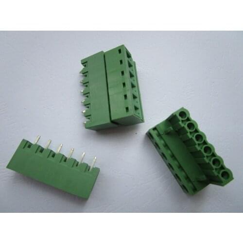 160 Pcs Close Straight 6 pin/way Pitch 5.08mm Screw Terminal Block Connector Green Color Pluggable Type With Straight pin