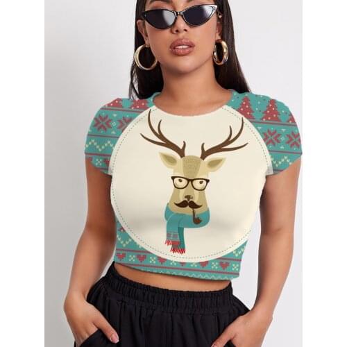 3d Tshirt Christmas T shirt Women Deer Tshirts Casual Animal Tshirt Printed Snowflake Shirt Print Short Sleeve Punk Rock Printed