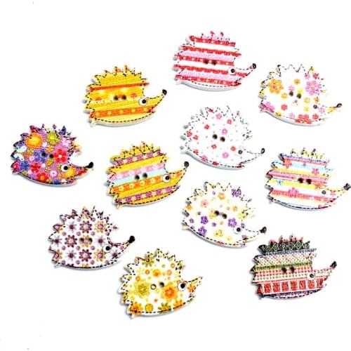 50Pcs 25x18mm Wooden Hedgehog Sewing Buttons For Clothing Flatback Scrapbooking Crafts Bouton Decoration Diy Accessories