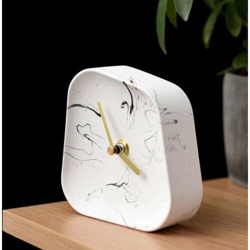 1pcs Geometry Shaped Alarm clock Cement Table Clock Desktop Mute Small Desk Clock for Home Decoration 5 colors Battery Use