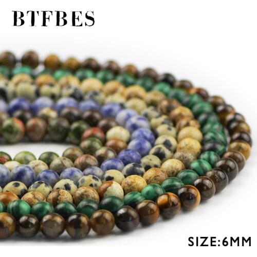 BTFBES 6mm Tiger eye Stone Malachite Gold obsidian Beads Natural stone Round Loose Beads Jewelry Bracelet Making DIY Accessories