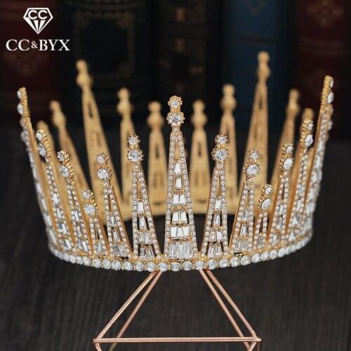 CC Tiara Crown Headband Hairband Wedding Hair Accessories For Women Bride Luxury Big Crowns Hairwear Fashion Jewelry Gift XY414