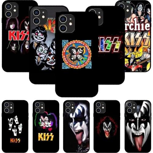 For iPhone 11 12 8 Plus Mini Pro X XR XS Max 4 5 7 6 6S 8 SE Phone Case Black Cover Hoesjes Tpu Bumper Fashion Kiss Band