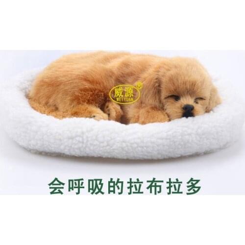 Breathing dog Labrador retriever cute toy sleeping pet emasculation mini lifelike lively visual toy Decoration Crafts