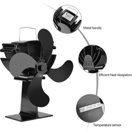 Wood Stove Eco-friendly Fan 4 Blades Heat Powered Log Burner Fireplace Blower Ultra Quiet No Battery Or Electricity