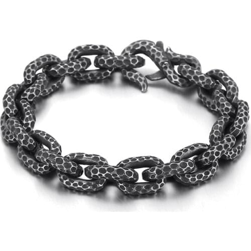 European and American retro personality creative fashion wave point mens titanium steel bracelet