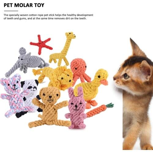Dog Cat Teething Toy Hand Knitting Cute Animals Bite Resistance Cleaning Grinding Teeth Rope Pet Interactive Toys