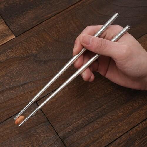 1 Pair Chinese Chopsticks Non-Slip Ag999 Sterling Silver Chop Sticks Reusable Food Sticks Kitchen Tableware Sticks