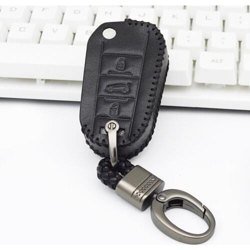 Leather Car Key Case Cover Shell For Peugeot 3008 308 208 508 408 2008 4008 301 3058 2014-2016 Keychain Car Styling Accessories