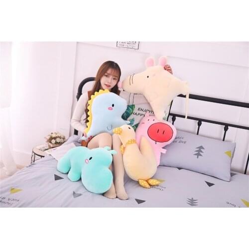 About 48cm creative pillow cartoon animal dinosaur,pig, duck ,mouse,hippo plush toy,soft doll throw pillow birthday gift h2590