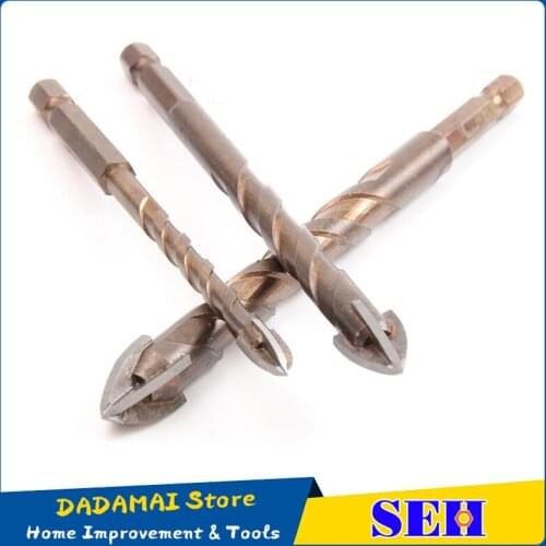 Cross Hex Tile Bits Glass Ceramic Concrete Hole Opener Alloy Triangle Drill Size 3/4/5/6/8/10/12 mm