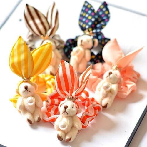35pcs Fashion Cute Crown Bear Elastic Hairbands Solid Rabbit Ears Animal Hair Ties Princess Headwear Girls Hair Accessories