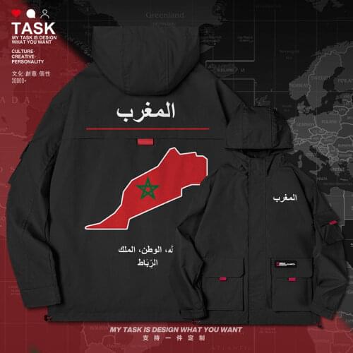 The Western Kingdom of Morocco Moroccan MAR men jacket hooded map nation flag top long sleeve trench coat men clothes autumn