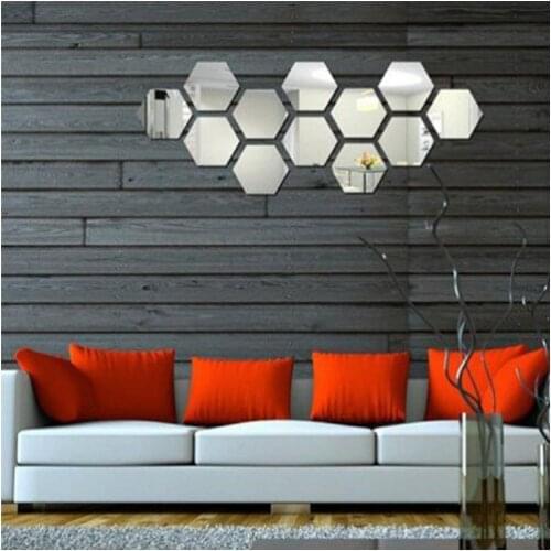 Wall Decoration Hexagon Pattern mirror Plexi 12Adet mirror зеркало espejo miroir decorative objects