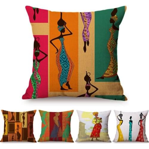 Africa abstract art oil painting pattern sofa throw pillow cover african woman rich life exotic luxury decorative cushion cover