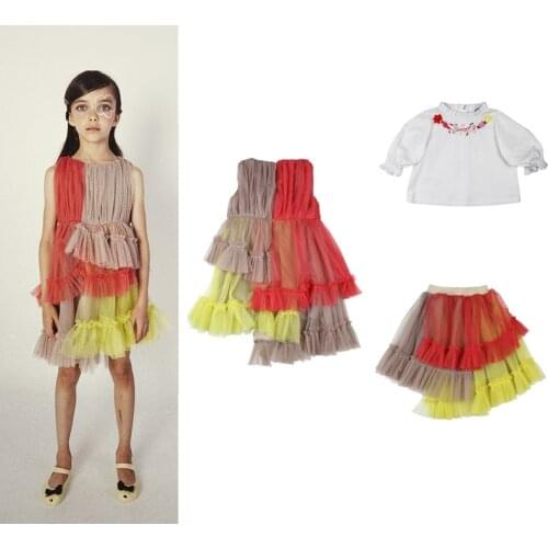 New Summer Kids Clothes Sets RAS Baby Girls Dresses Lace T shirt Tutu Skirt Fashion Party Holiday Dress Cute Children Tops Tees