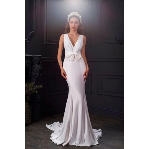Autumn new vestidos novias boda Wedding Dresses 2020 Satin Wedding Bridal Gowns vestido de noiva Sexy V-neck hochzeitskleid