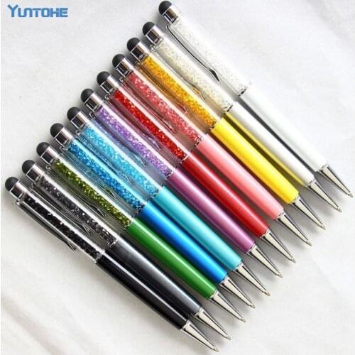 Wholesale 1000pcs/Lot Crystal 2 in 1 Colorful Crystal Capacitive Touch Stylus Ball Pen For Apple iPad Air Mini iPhone 7 6 plus 5