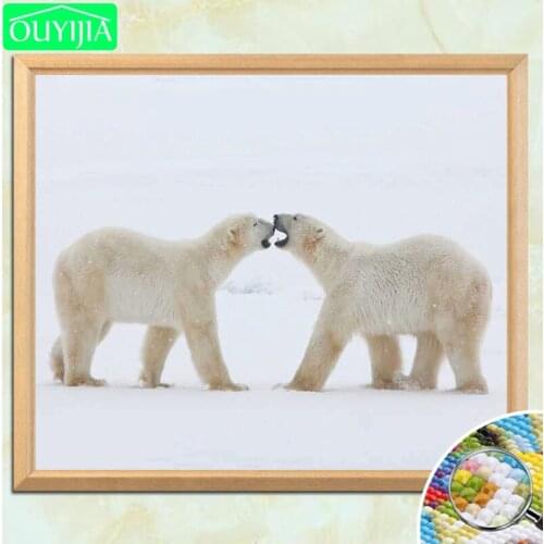 OUYIJIA Polar Bear Couple Kissing 5D DIY Diamond Painting Full Square Diamond Embroidery Sale Rhinestones Mosaic Painting