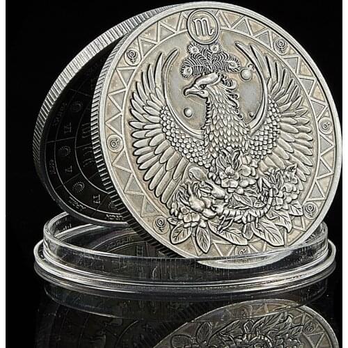 2020 Constellation Scorpio Zodiac Antique Silver Plated Commemorative Coin Medal Collection Gifts