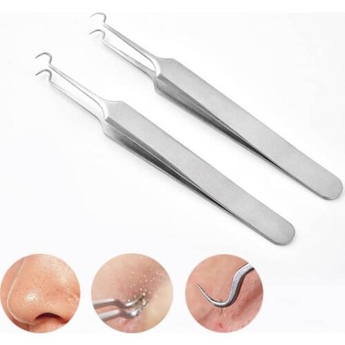 2018 New Useful Straight Bend Curved Blackhead Acne Clip Tweezer Pimple Comedone Remover Kit Face Cleaner Tools