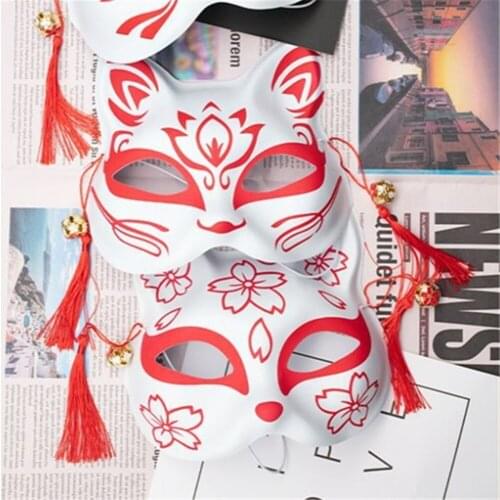 Half Face Fox Mask Japanese And Wind Selfie Props Halloween Adult Cat Face Masks Fancy Dress Party Accessories