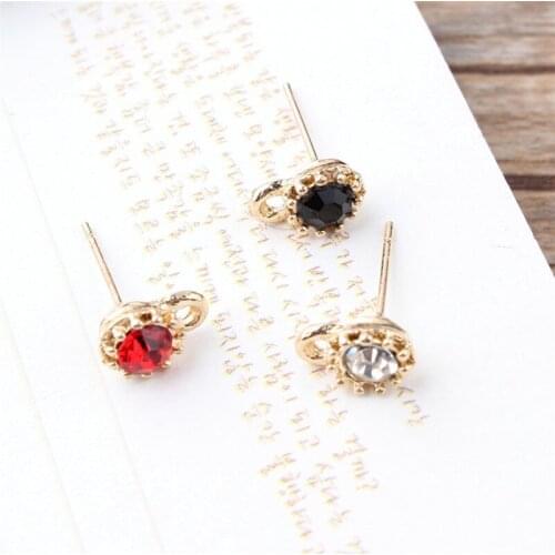 10pcs 7mm Round Crystal Earring Finding Rhinestone Piercing Ear Studs With Hole Women Handmade DIY Chic Jewelry Accessory AC217