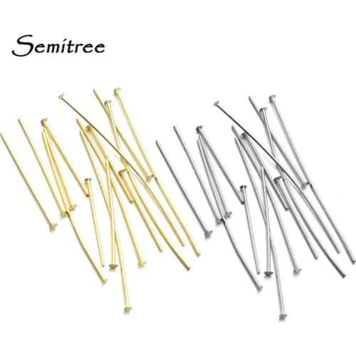 Semitree 100Pcs 15/20/25/30/35mm Head Pins Stainless Steel Straight T Pins for DIY Jewelry Making Earring Findings Supplies